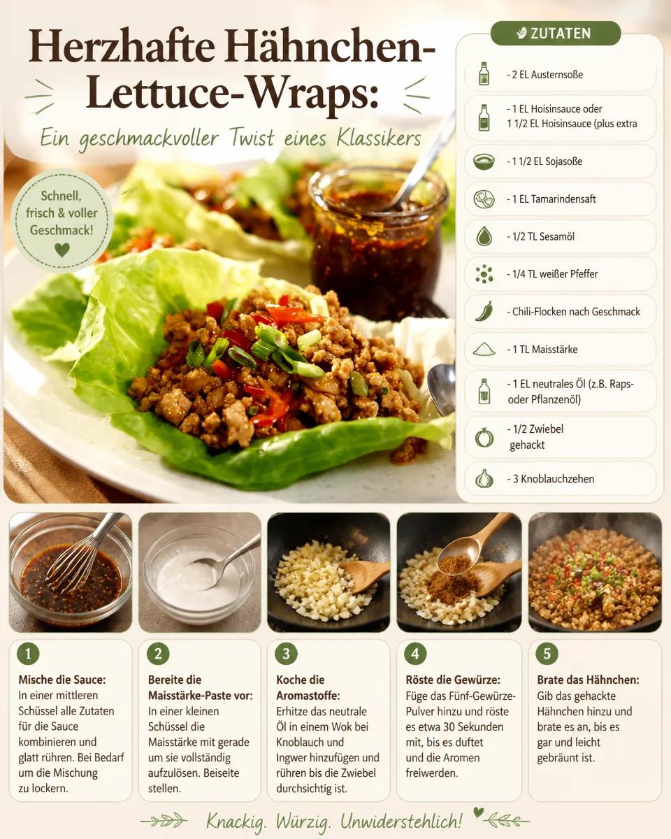 Herzhafte Hähnchen-Lettuce-Wraps: Ein geschmackvoller Twist eines Klassikers