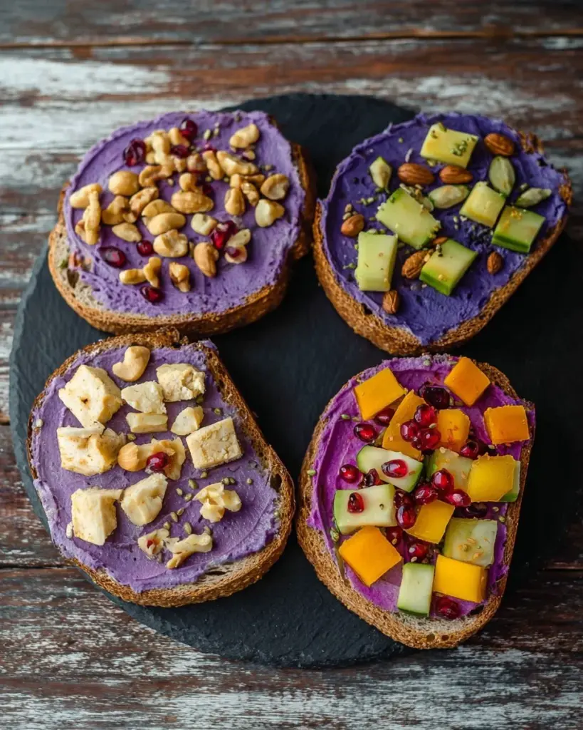 Herzhafter Hummus-Toast mit frischen Zutaten auf einem rustikalen Brot