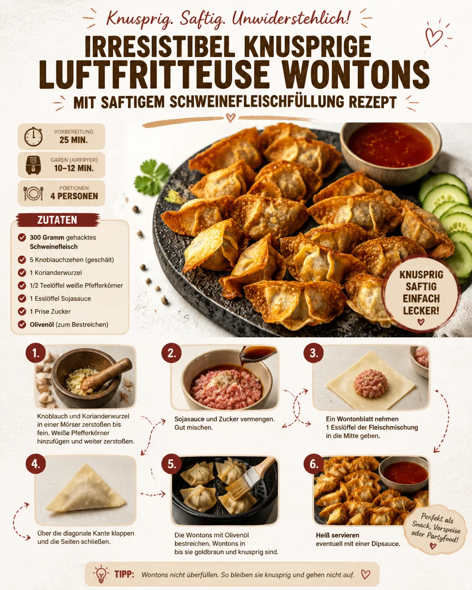 Irresistible Crispy Air Fryer Wontons with Juicy Pork Filling Recipe