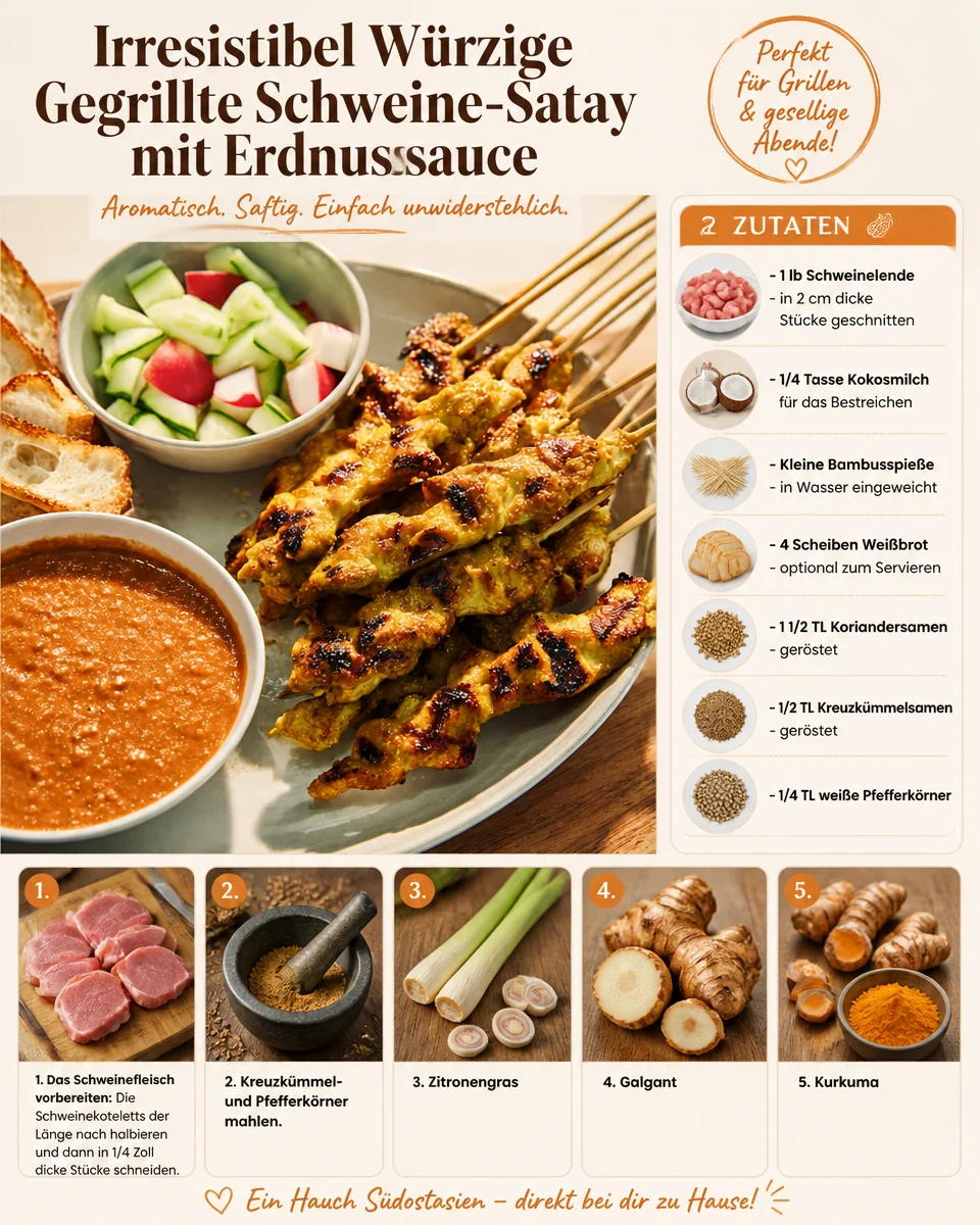 Irresistible Spicy Grilled Pork Satay with Peanut Sauce