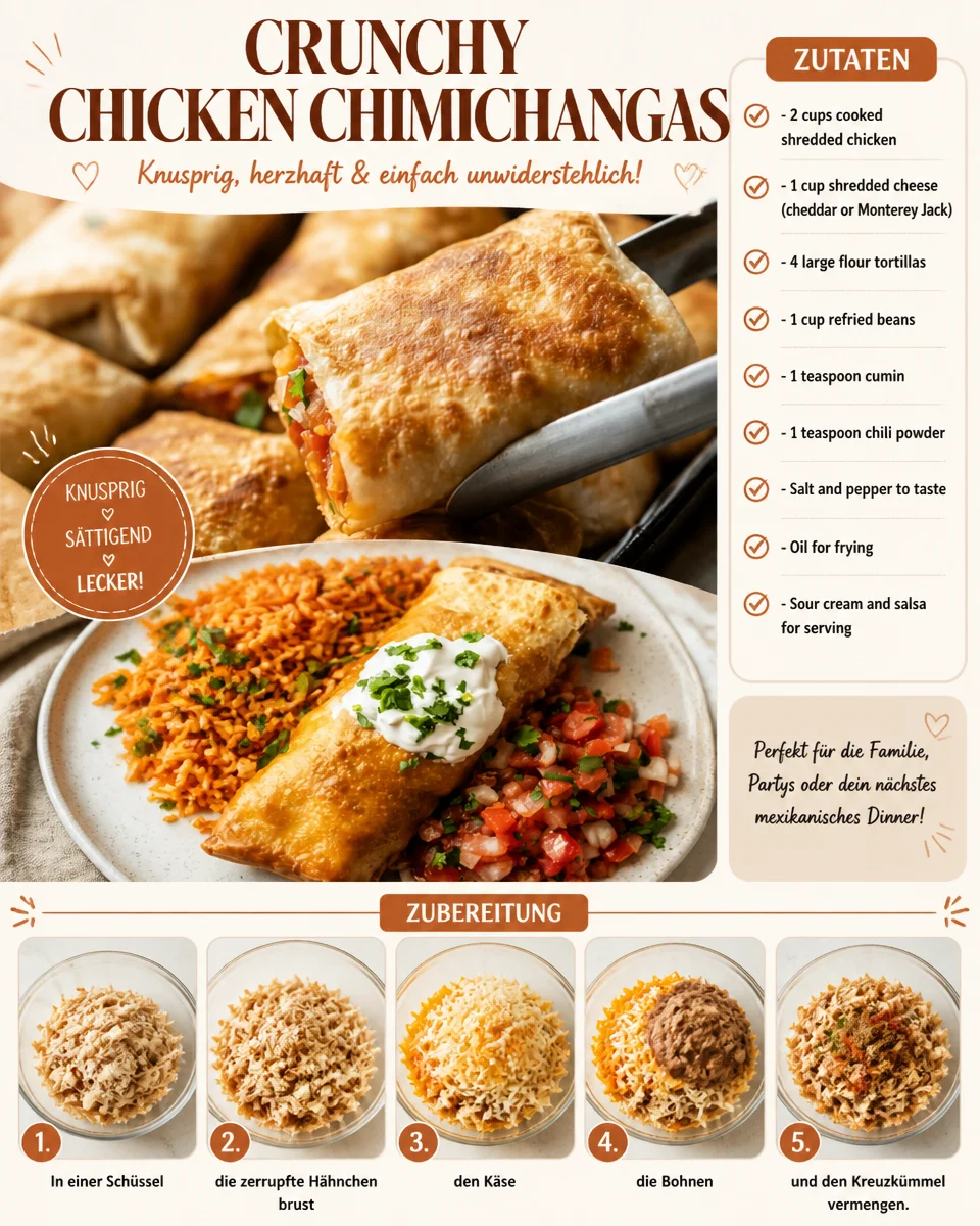 Knusprige Hühnchen-Chimichangas
