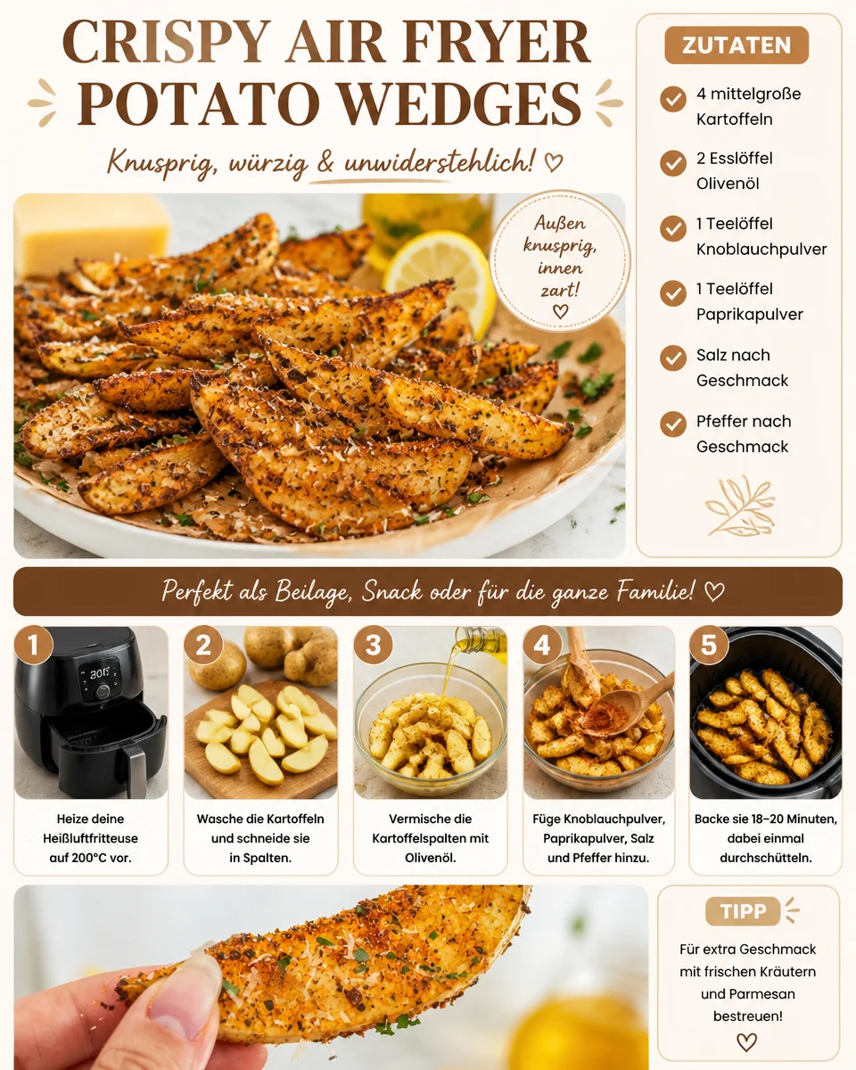 Knusprige Kartoffelspalten aus der Heißluftfritteuse