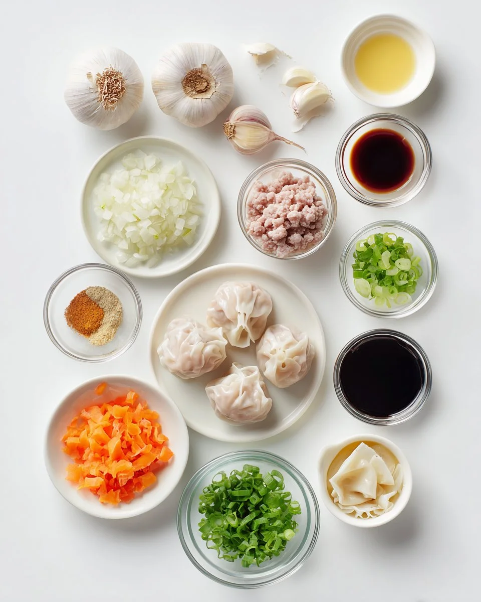 Lippenleckende Garnelen- und Schweinefleisch-Dumplings