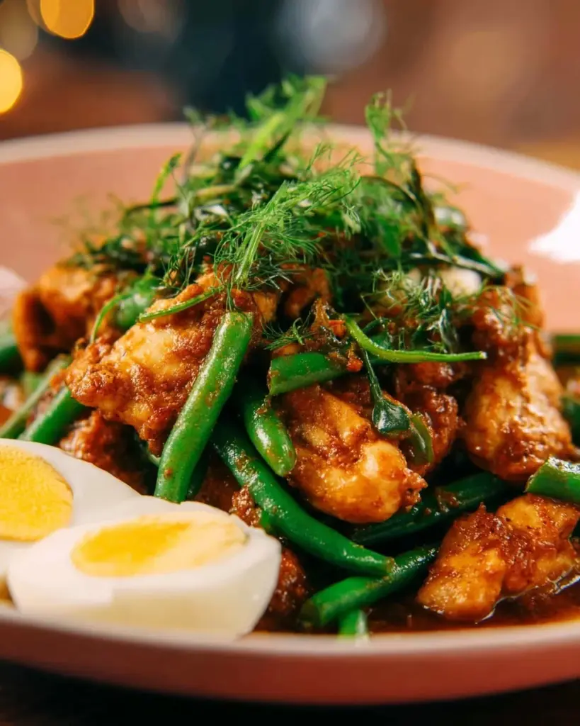 Pad Prik King: Thai Rotes Curry Wokgericht mit Hühnchen und Gemüse