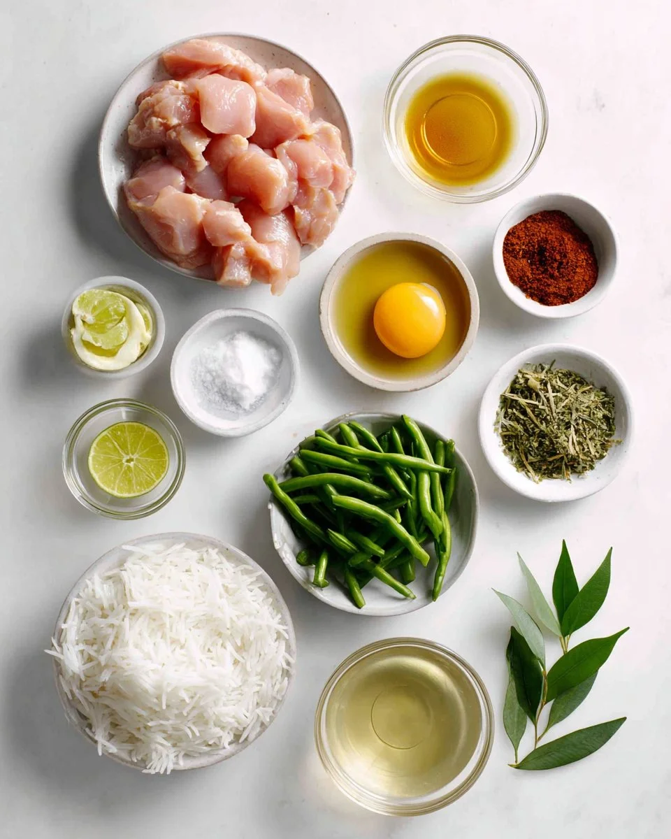 Pad Prik King Thai Rotes Curry Wokgericht mit Hühnchen