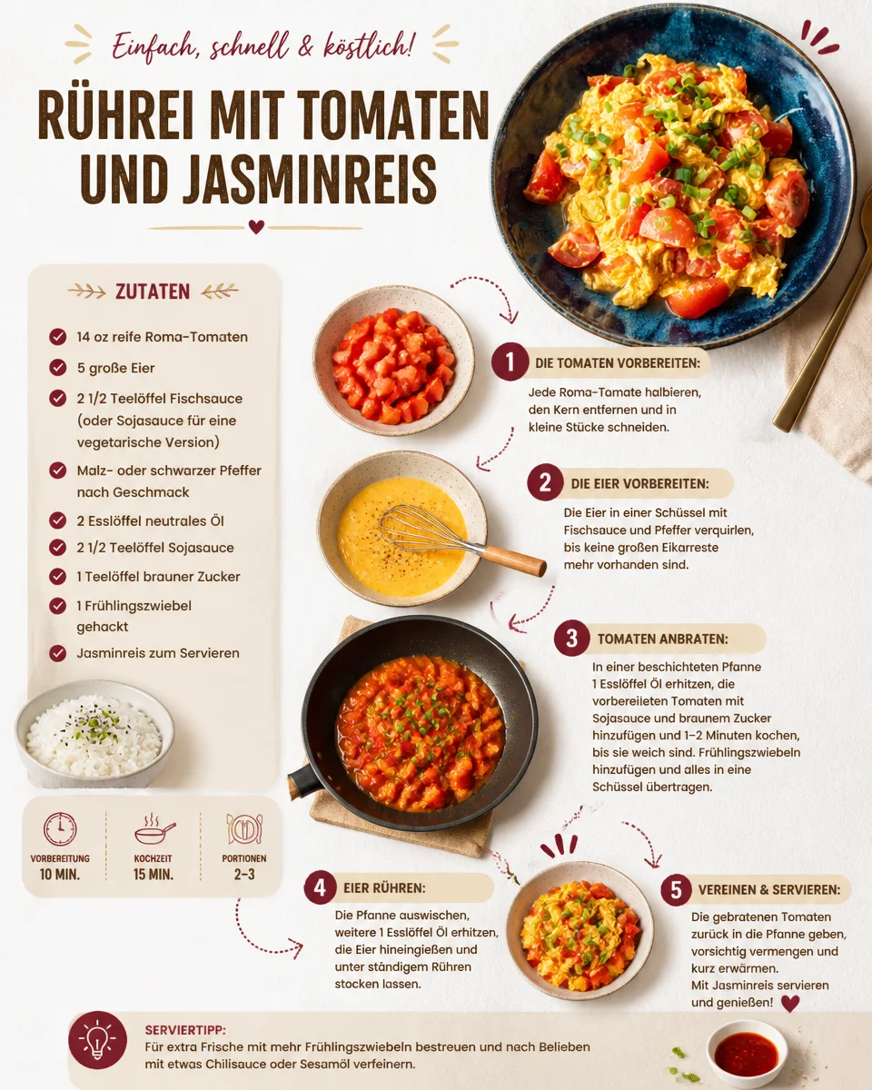 Rührei mit Tomaten und Jasminreis