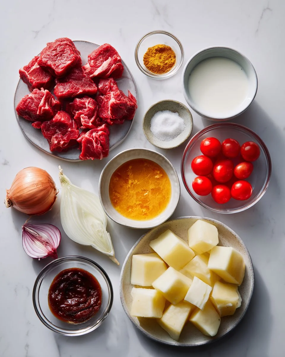Schnelles Thailändisches Gelbes Curry mit Rindfleisch und Kartoffeln