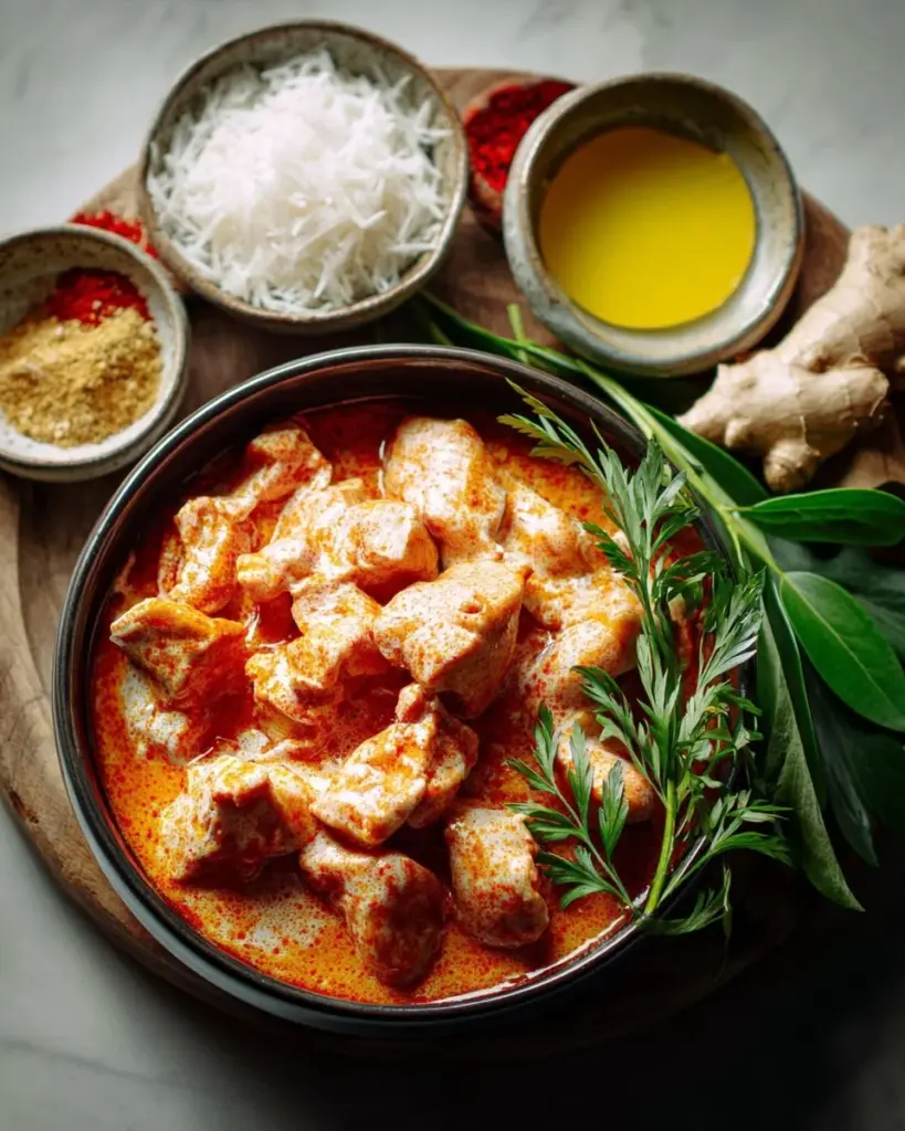 Schnelles thailändisches rotes Hühnercurry mit frischen Zutaten