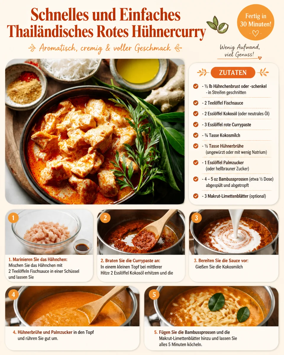 Schnelles und Einfaches Thailändisches Rotes Hühnercurry