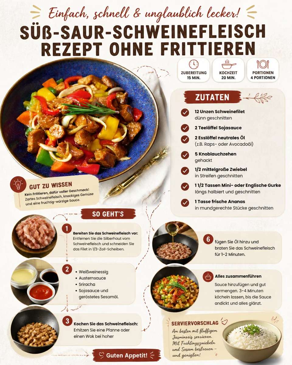 Süß-Sauer-Schweinefleisch Rezept ohne Frittieren