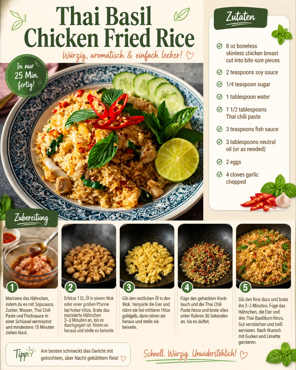 Thai-Basilikum-Hühnchen gebratener Reis