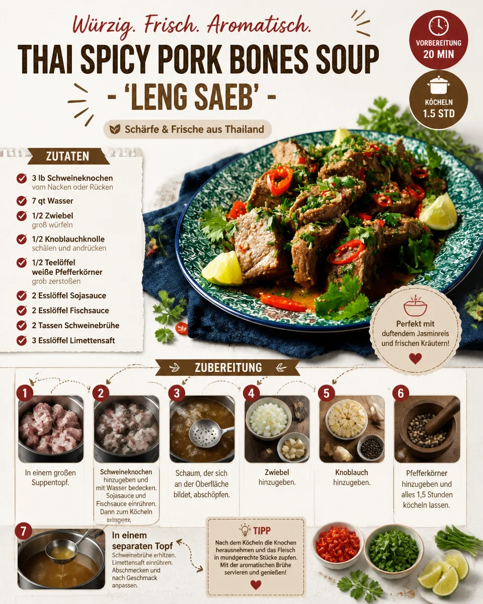 Thai Würzige Schweineknochensuppe - 'Leng Saeb'