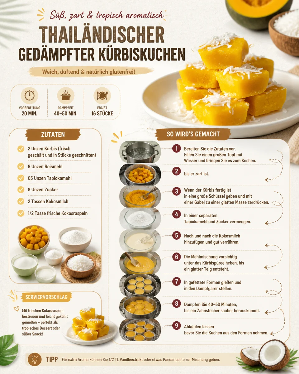 Thailändischer gedämpfter Kürbiskuchen