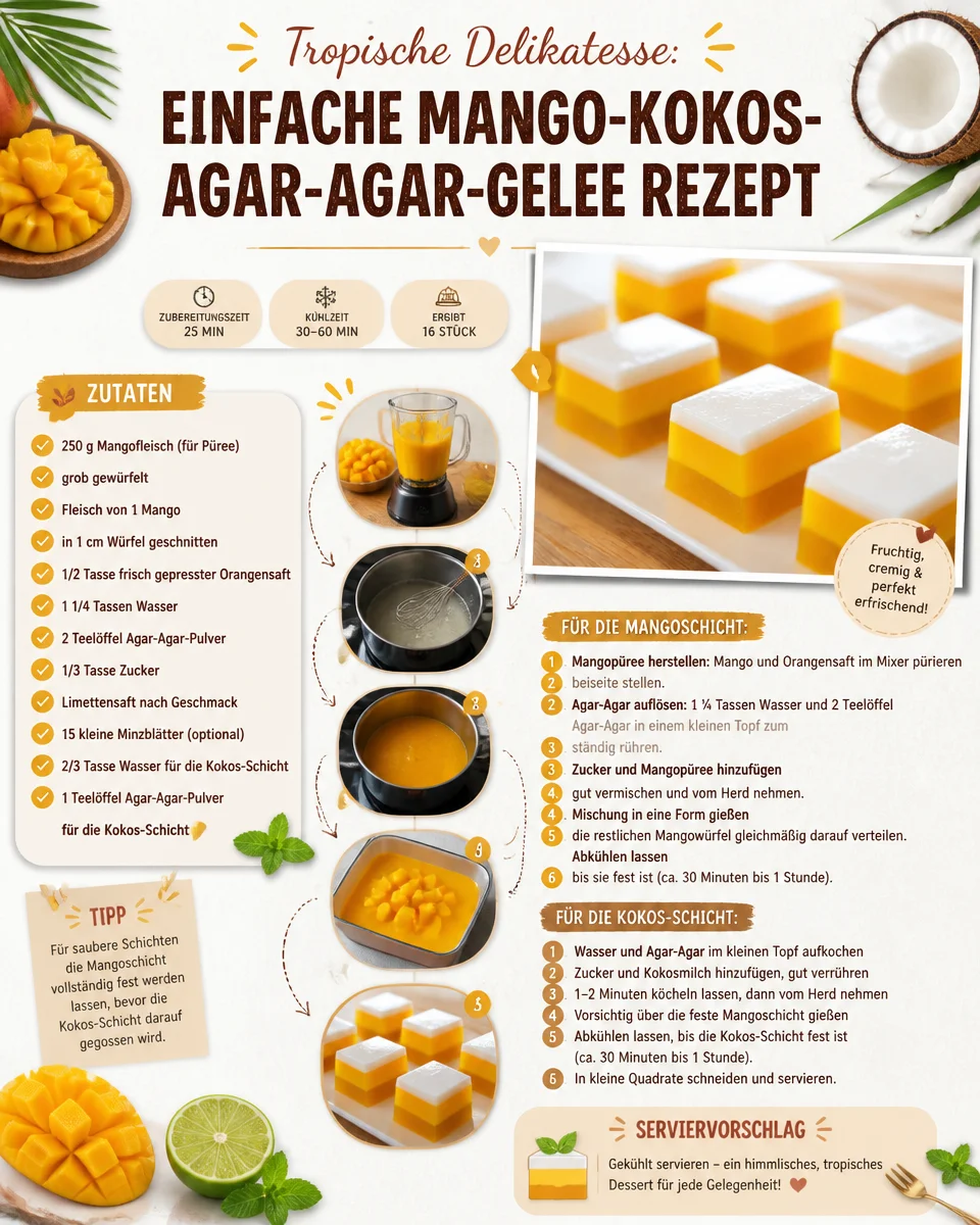 Tropical Delicacy: Easy Mango-Coconut Agar-Agar Jelly Recipe