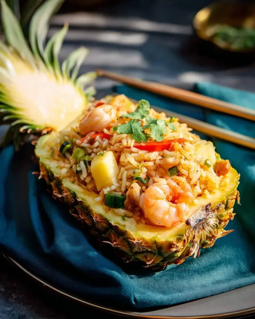 Unvergesslicher thailändischer Ananasfriedreis mit frischen Zutaten