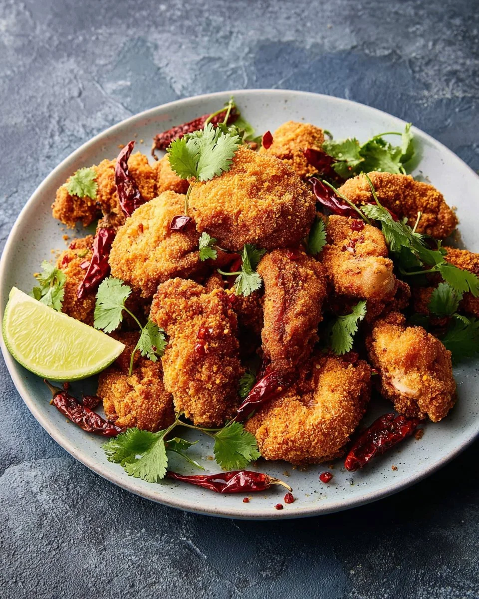 Scharfe und spritzige thailändische Flügel auf einem Grill serviert.