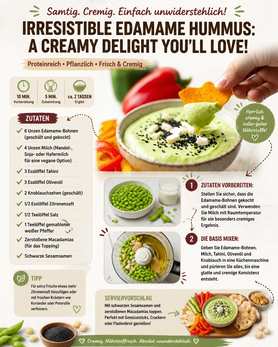 Unwiderstehlicher Edamame-Hummus: Ein cremiges Vergnügen, das Sie lieben werden!
