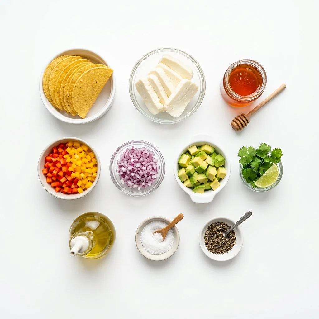 Vegetarische Hot Honey Halloumi Tacos