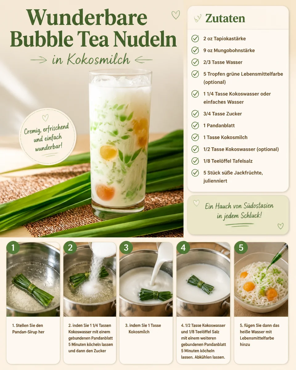 Wunderbare Bubble Tea Nudeln in Kokosmilch