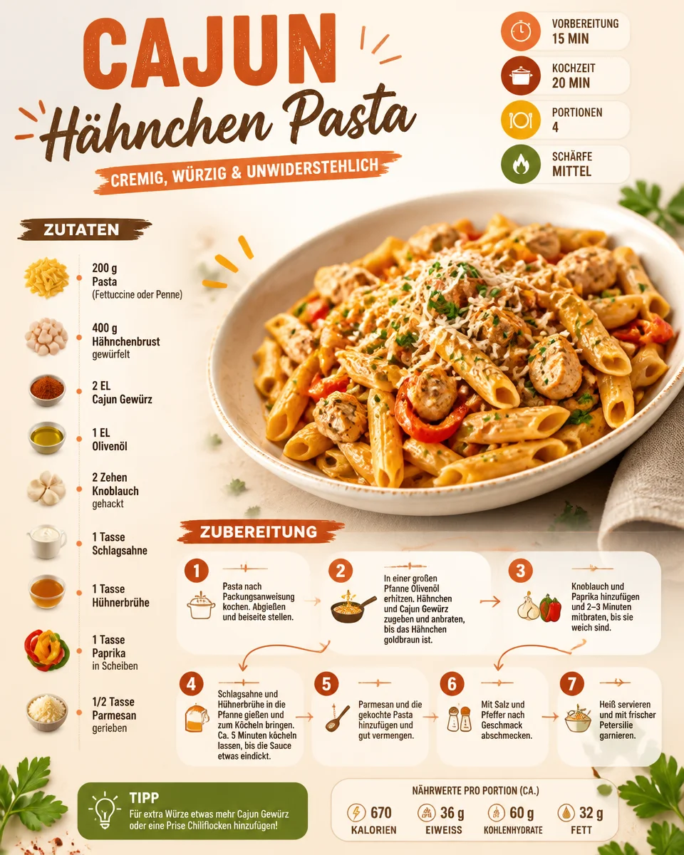 Cajun-Hühnchen-Pasta