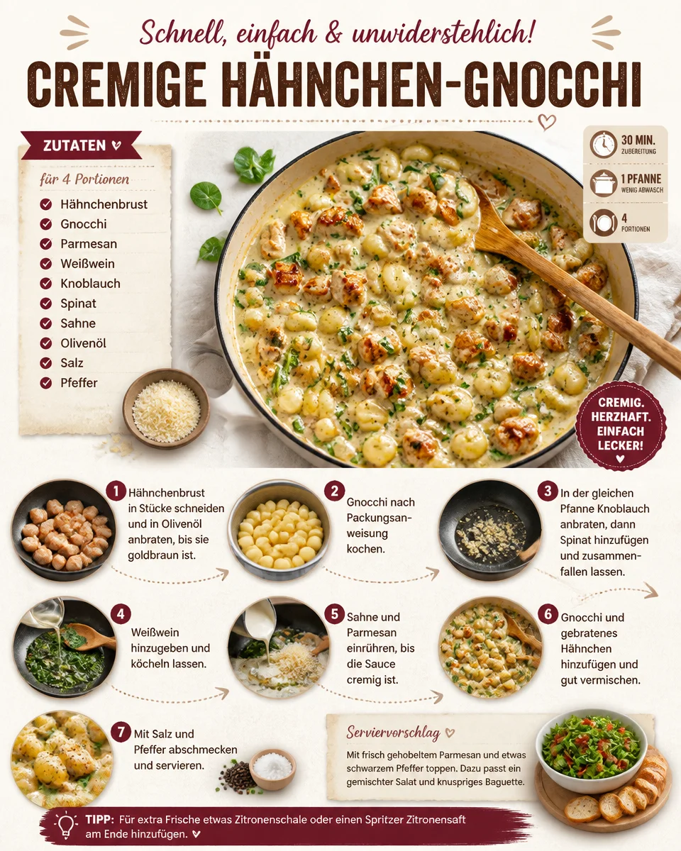 Cremige Hähnchen-Gnocchi