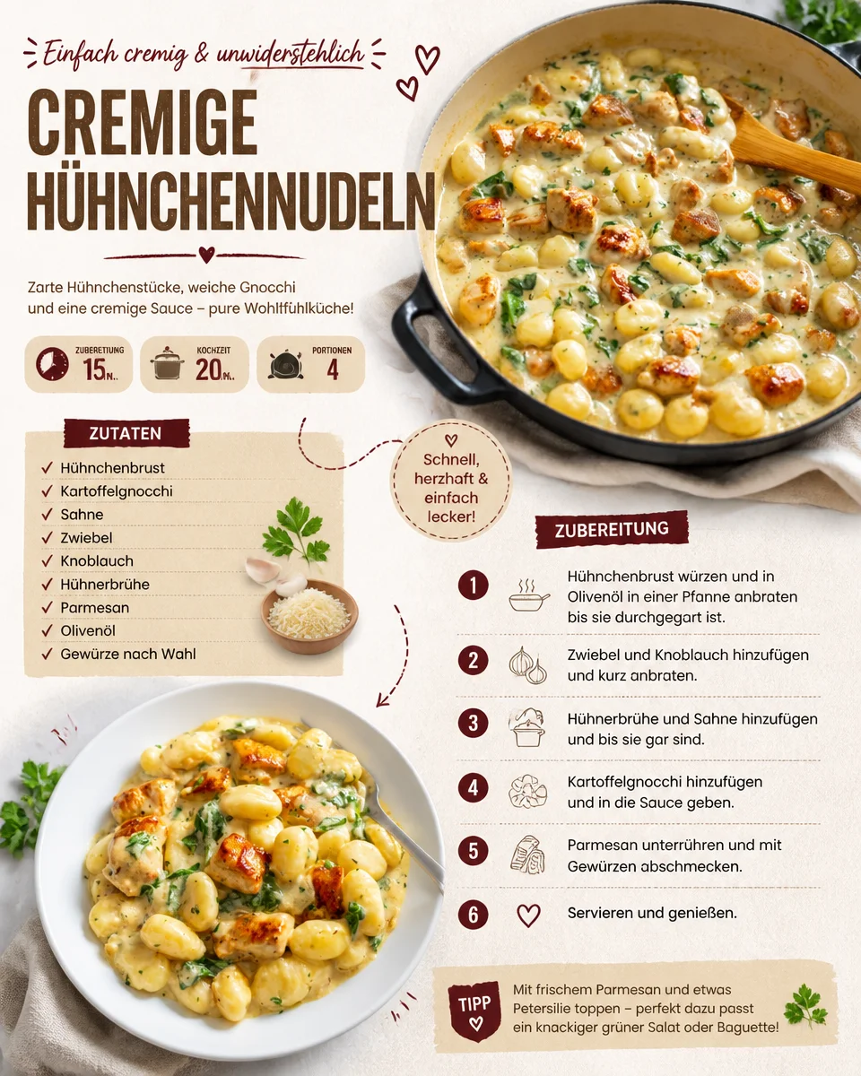Cremige Hühnchennudeln