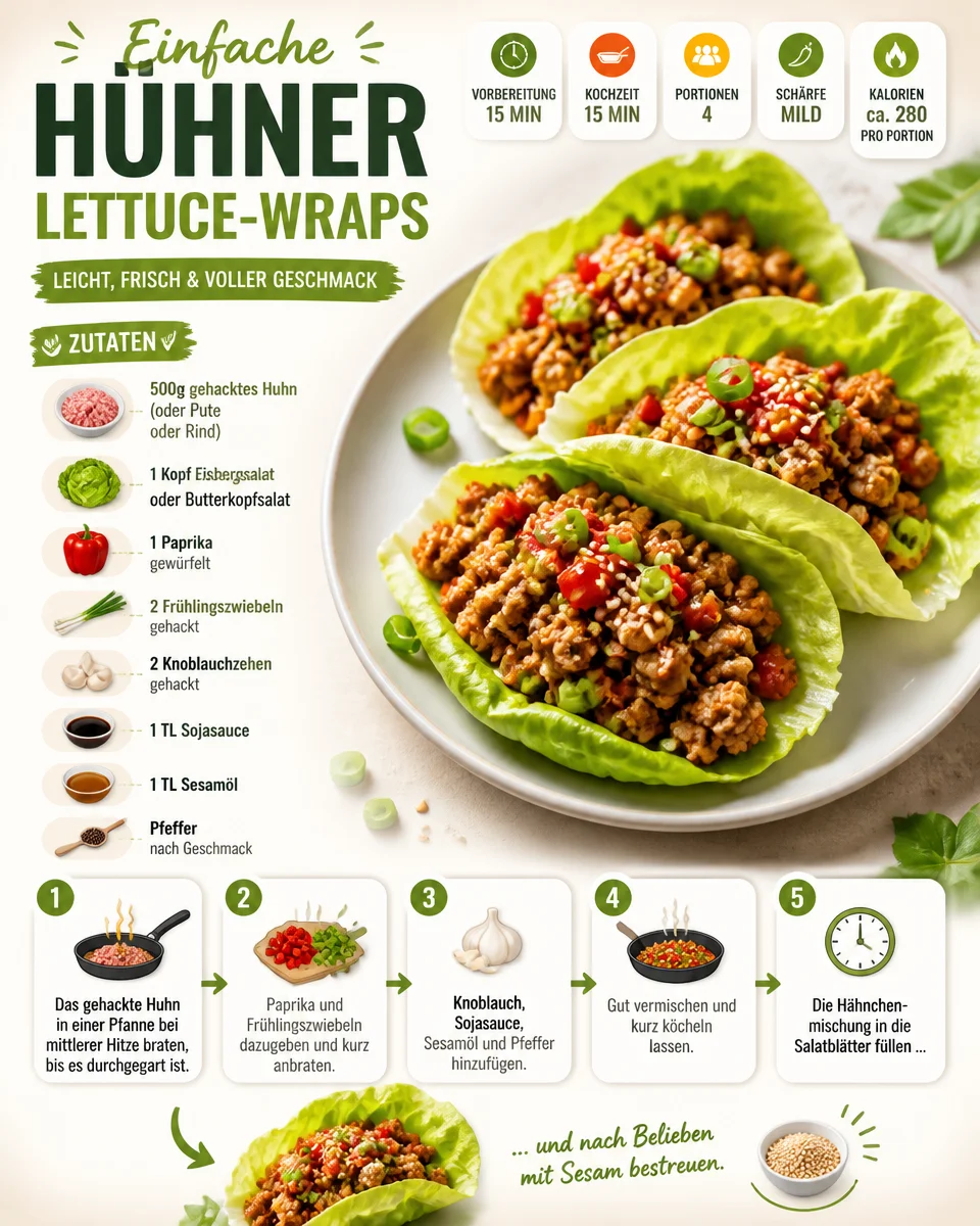 Einfache Hühner-Lettuce-Wraps