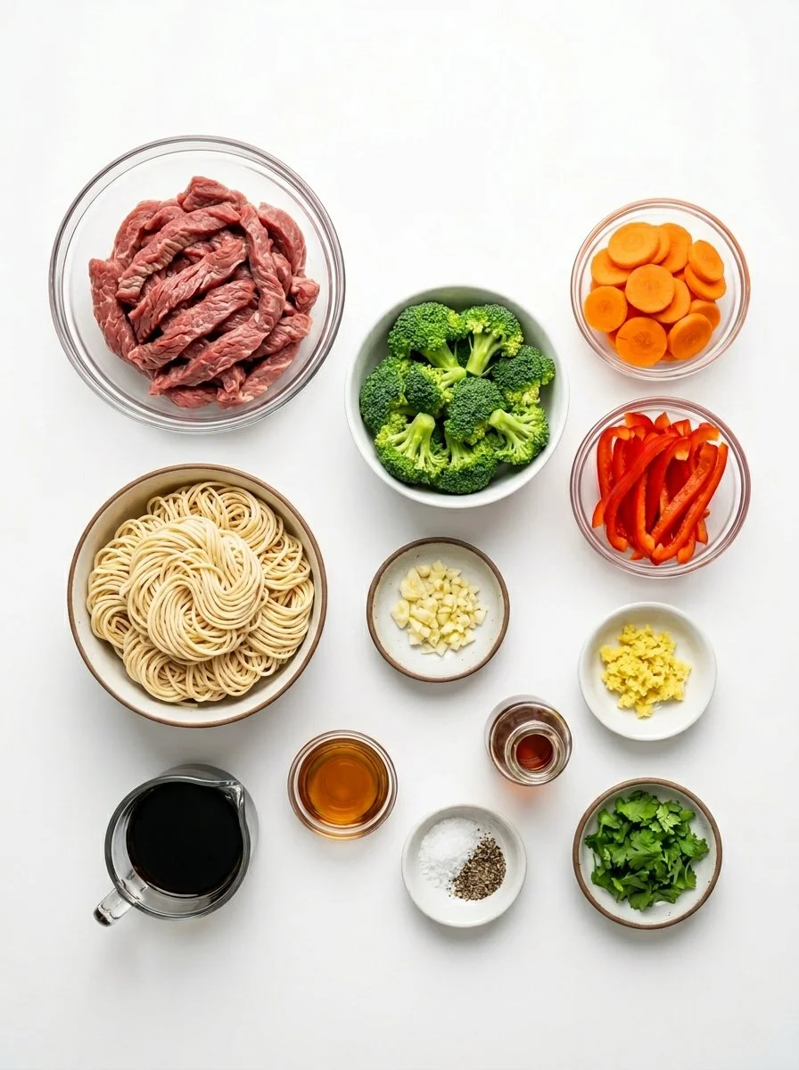 Einfache Rindfleisch und Brokkoli Ramen Pfanne