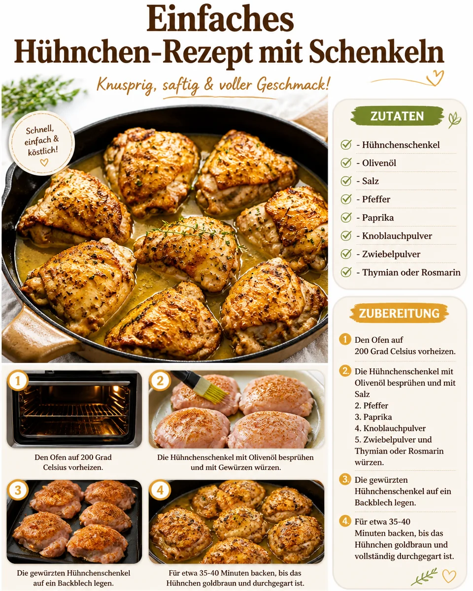 Einfaches Hühnchen-Rezept mit Schenkeln
