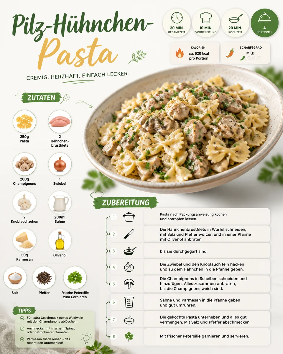 Pilz-Hühnchen-Pasta