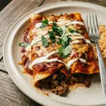 Leckere Rinder-Enchiladas mit Käse und Rindfleischfüllung