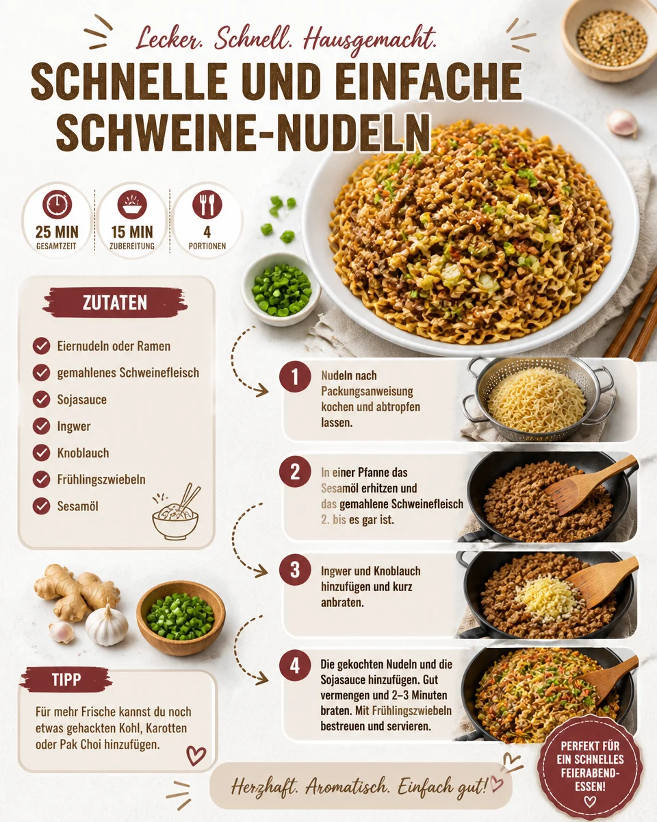 Schnelle und einfache Schweine-Nudeln