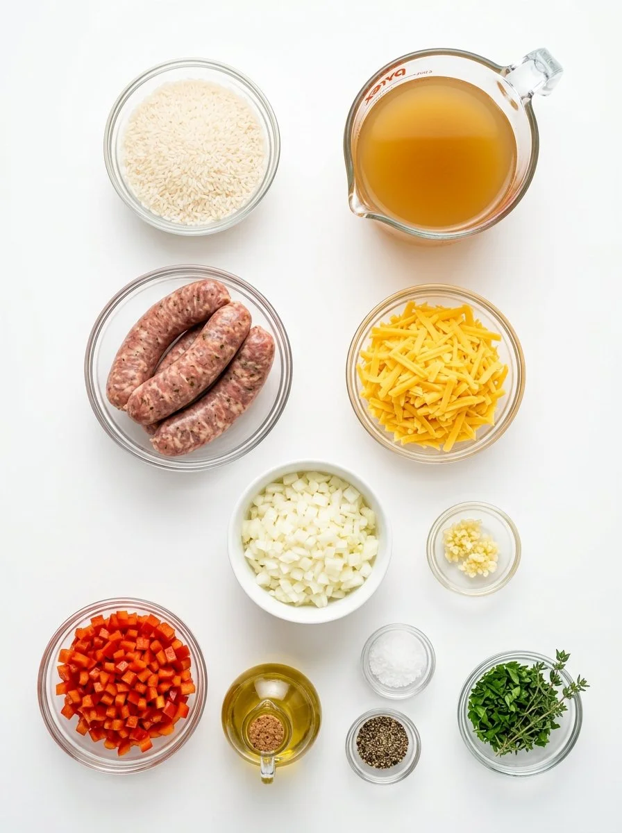Wurst und Käse Reis
